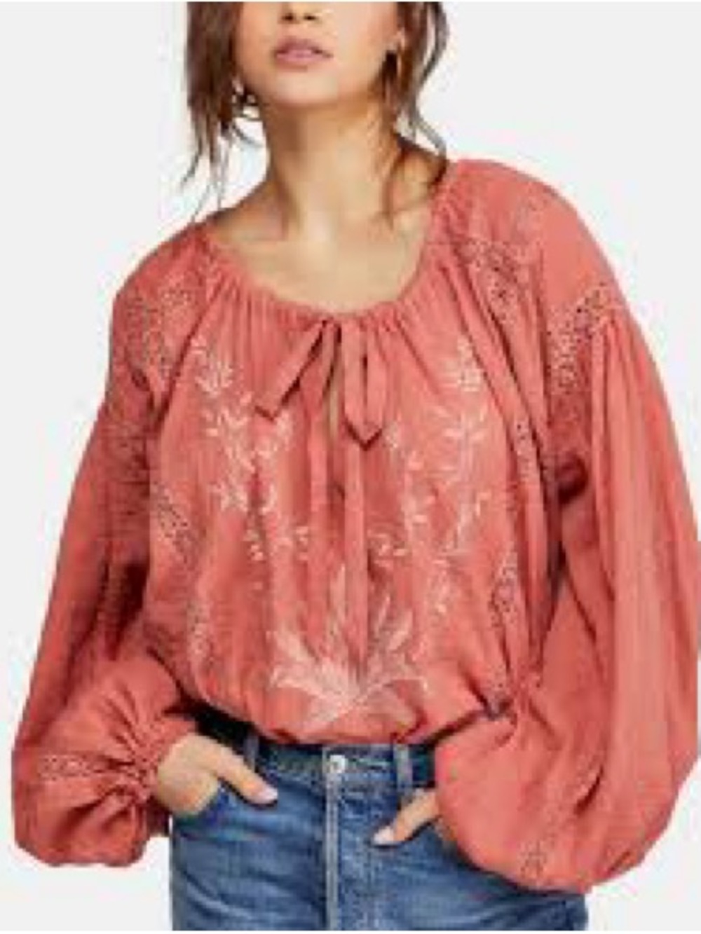 FREE PEOPLE MARIA MARIA EMBROIDERED BLOUSE TOP